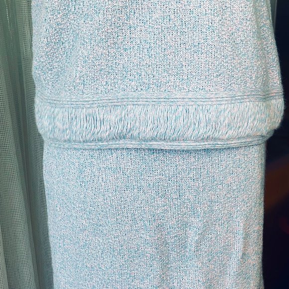 Vintage 60s two pieces set, pink and blue wool sleeveless top and straight skirt - Picture 4 of 7